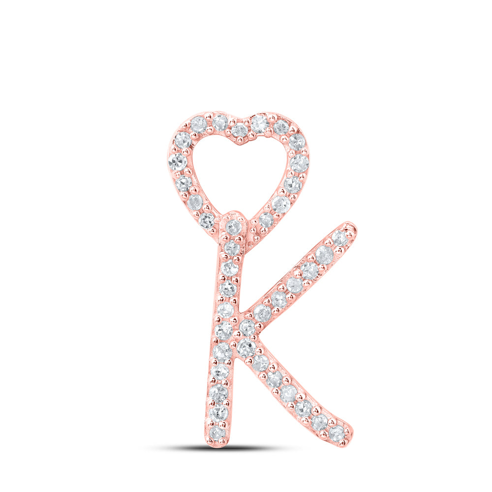 1/8Ctw-Dia P1P2 Gift Heart Initial "K" Pendant (0.93 grams)