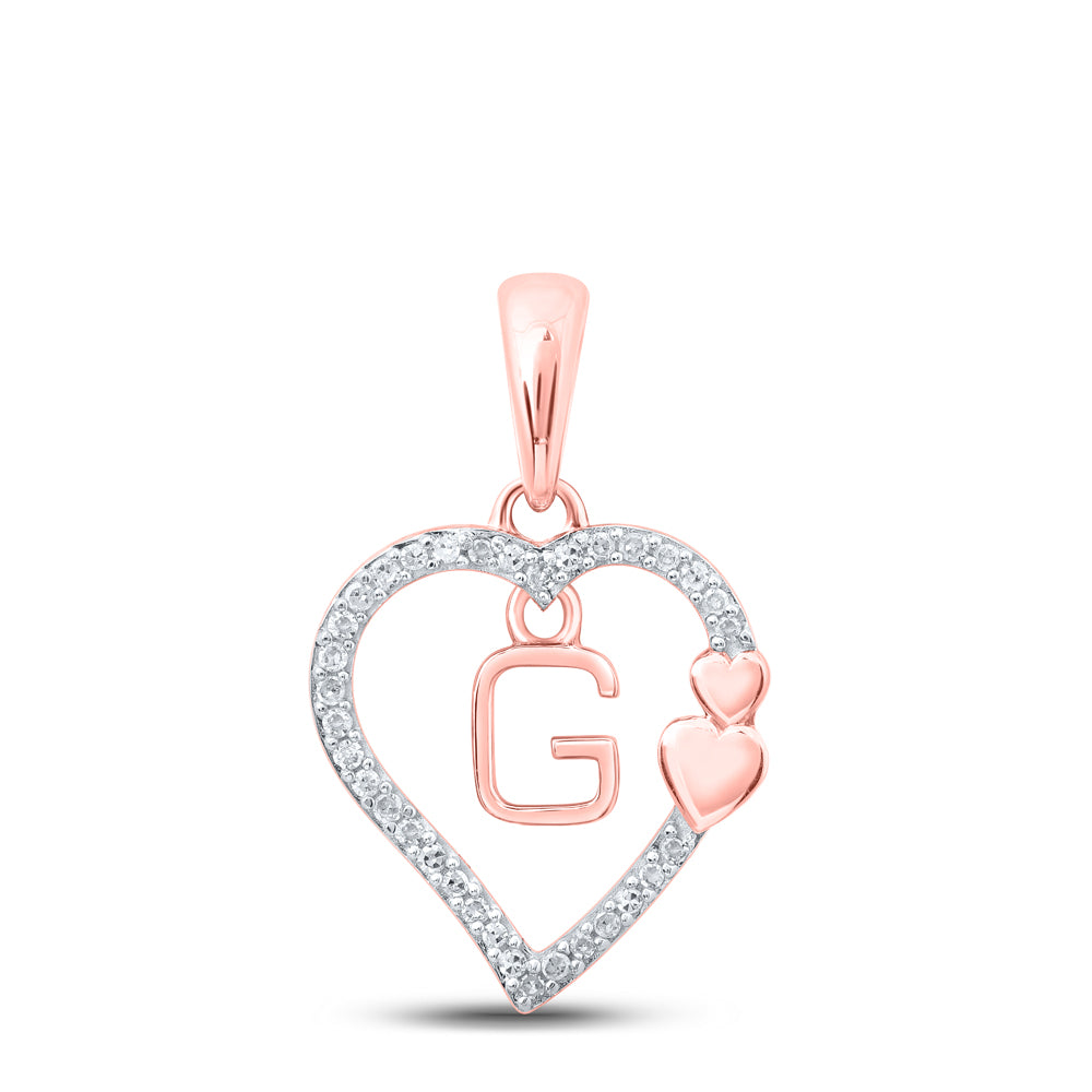 1/10Ctw-Dia P1P2 Gift Heart Initial "G" Pendant (1.32 grams)