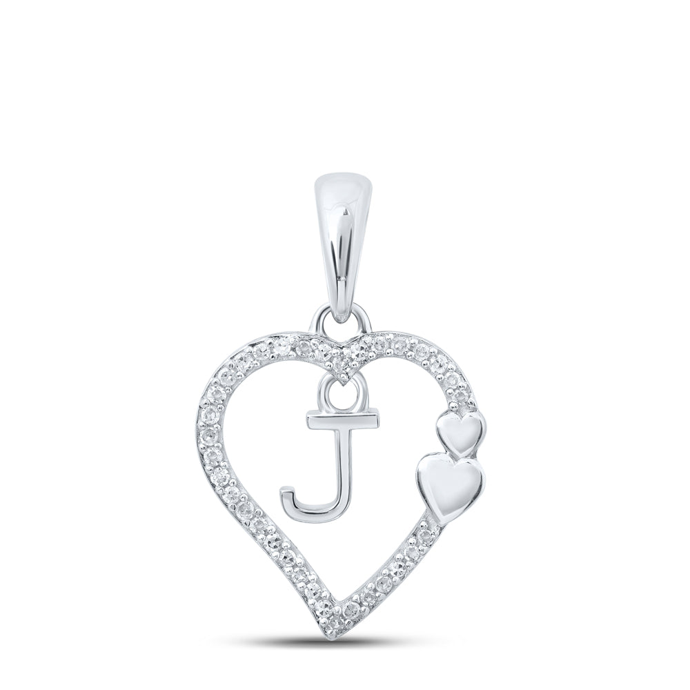 1/10Ctw-Dia P1P2 Gift Heart Initial "J" Pendant (1.3 grams)