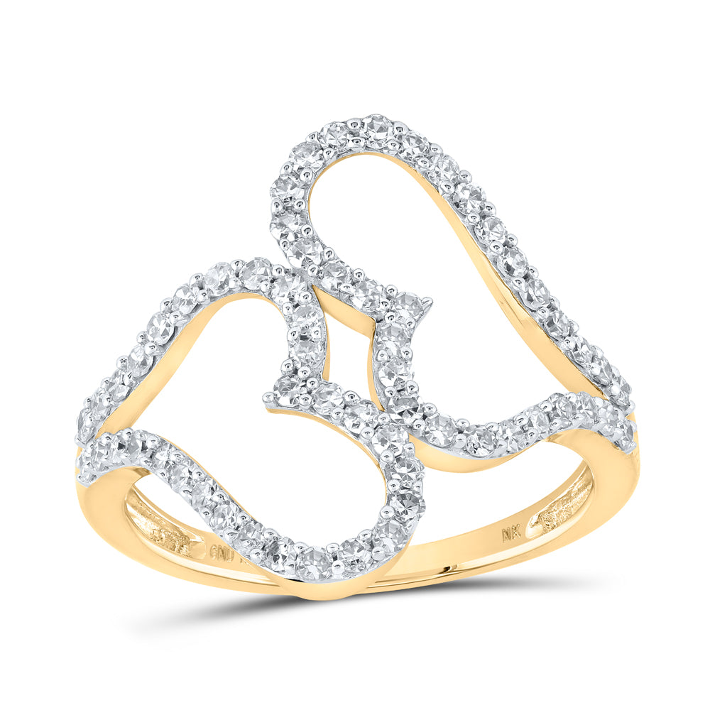 Gold Heart Ring 5/8 Cttw Round Natural Diamond Womens (2.29 grams)