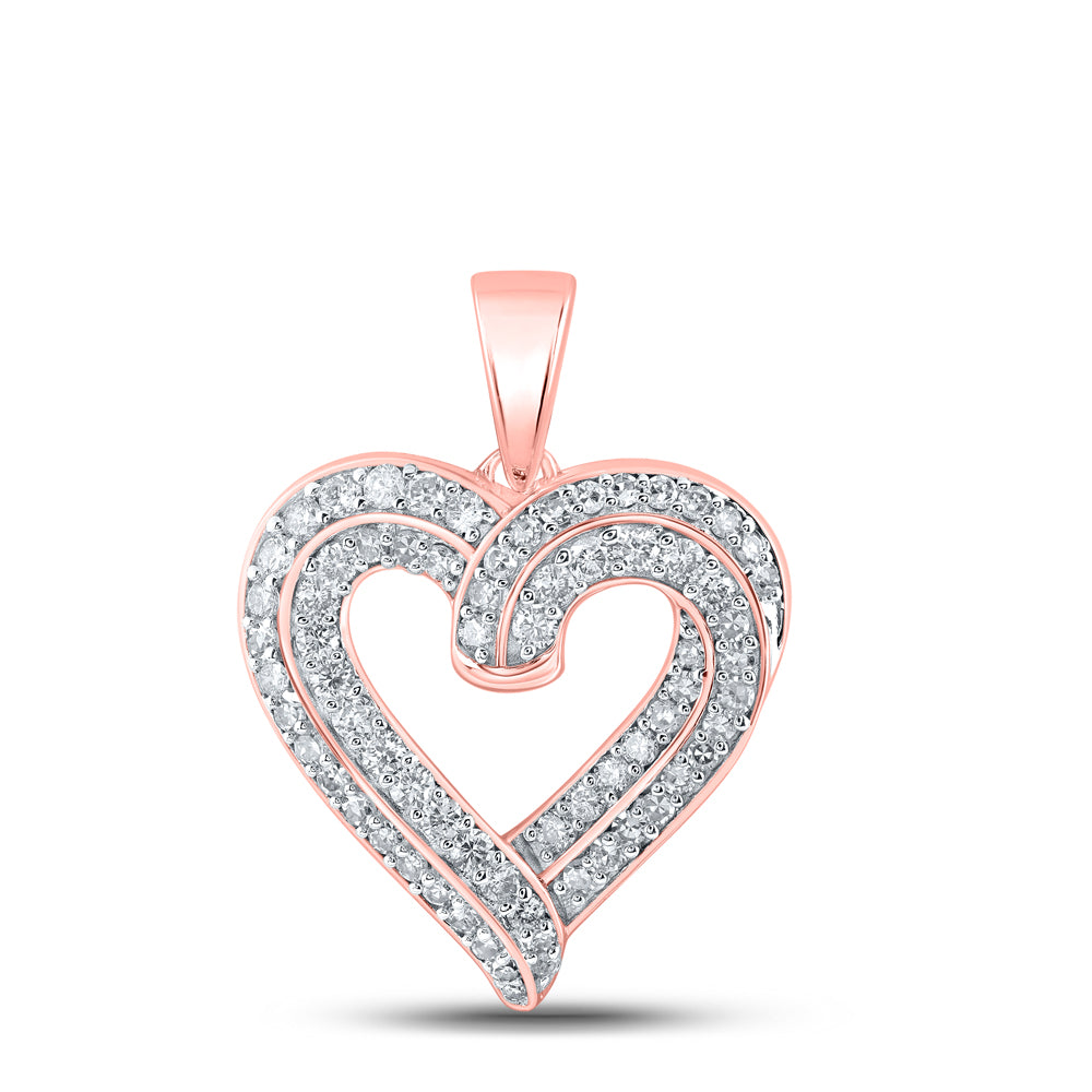 10Kt Rose Gold 5/8Ctw-Dia Nk Heart Pendant (2.07 grams)