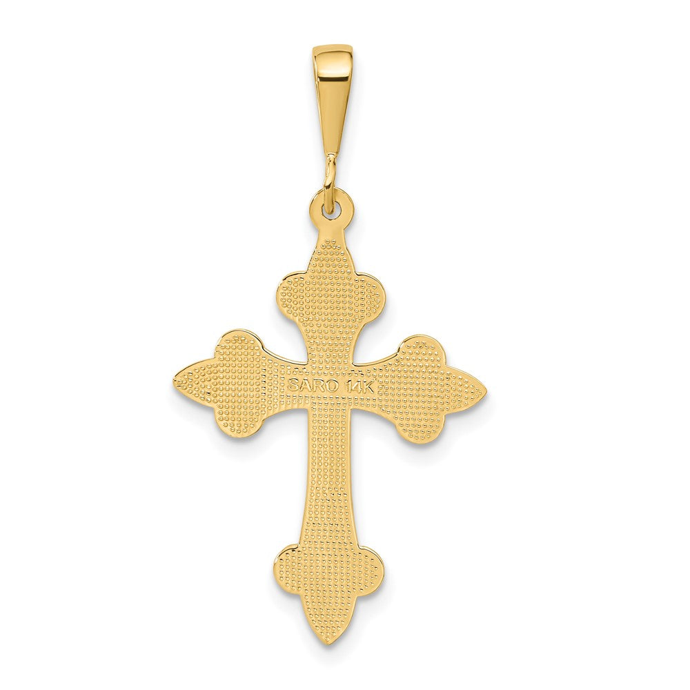 14k Yellow Gold 20 mm Fleur de Lis Cross Pendant (1.71 grams)