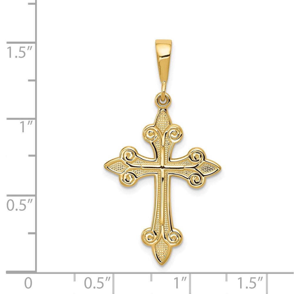 14k Yellow Gold 20 mm Fleur de Lis Cross Pendant (1.71 grams)