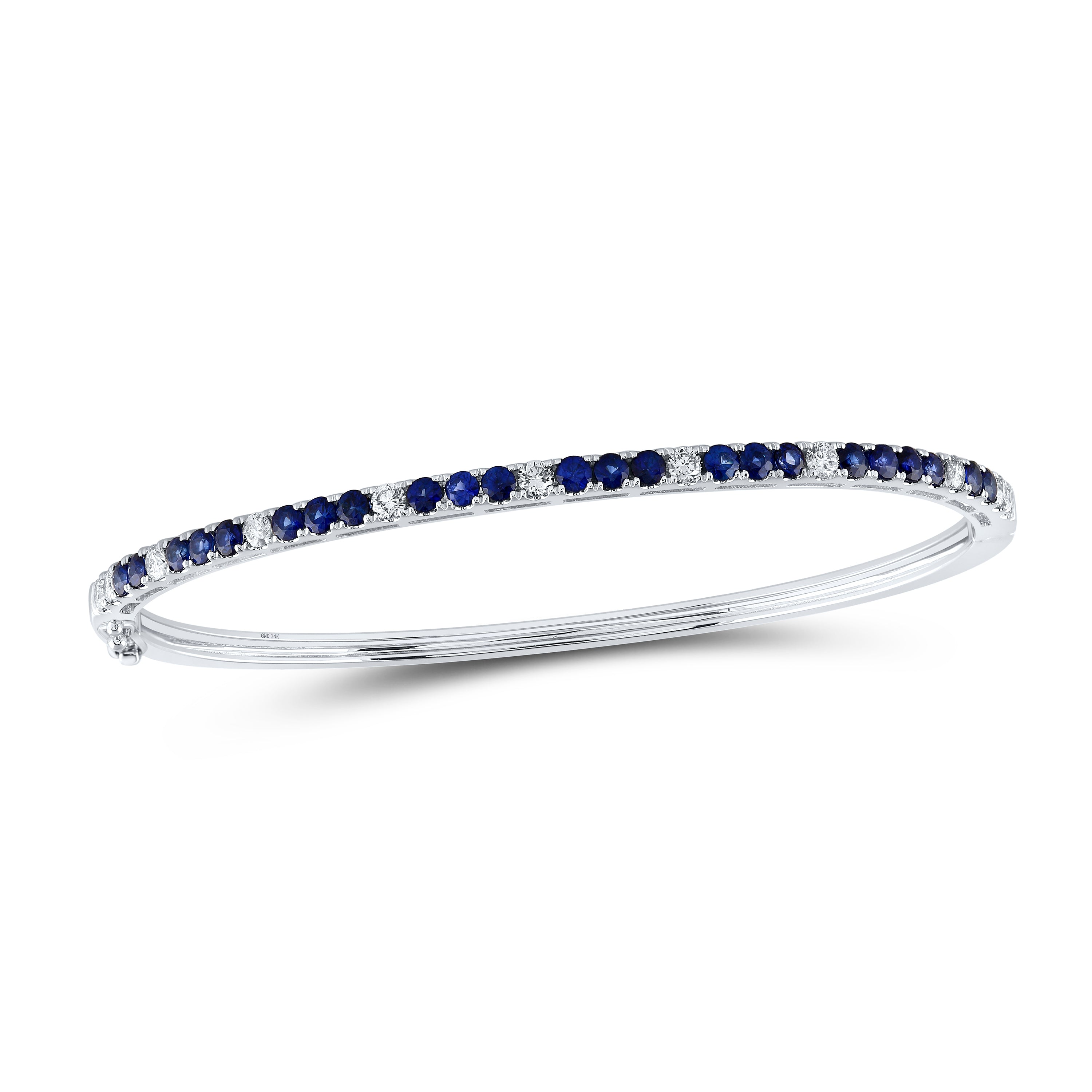 5/8Ctw-Dia Nk 1 3/8Ctw-Sapp Natural Gem Tennis Bangle (9 grams)