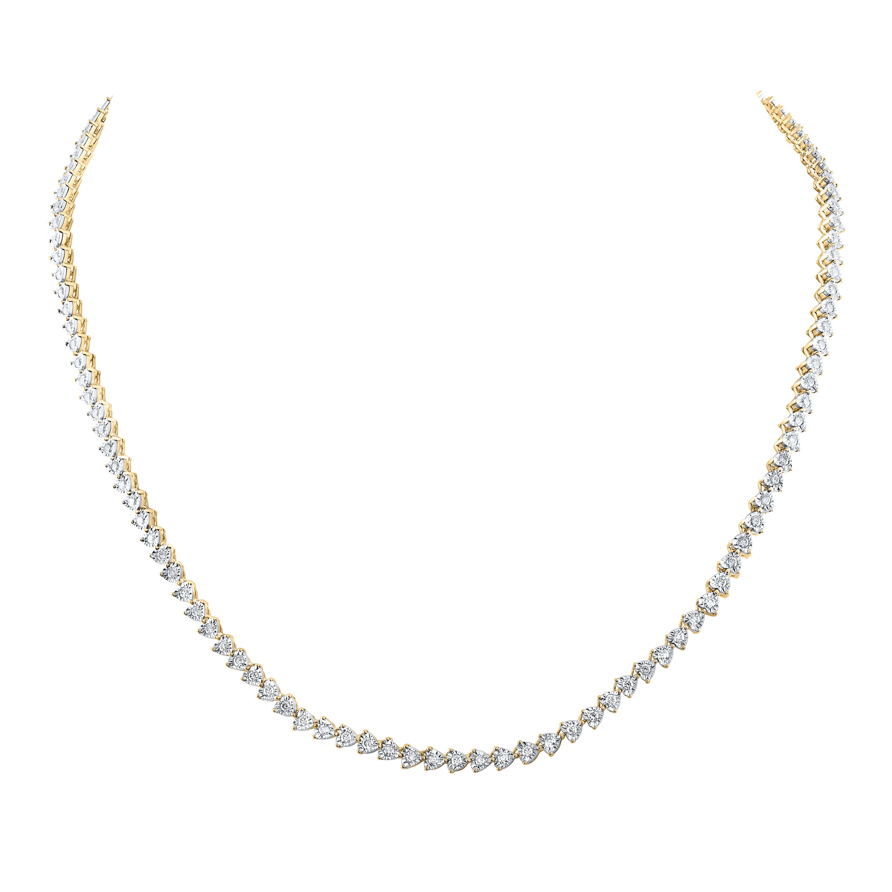 Gold 18-inch Heart Link Necklace 2 Cttw Round Natural Diamond Womens (15.37 grams)
