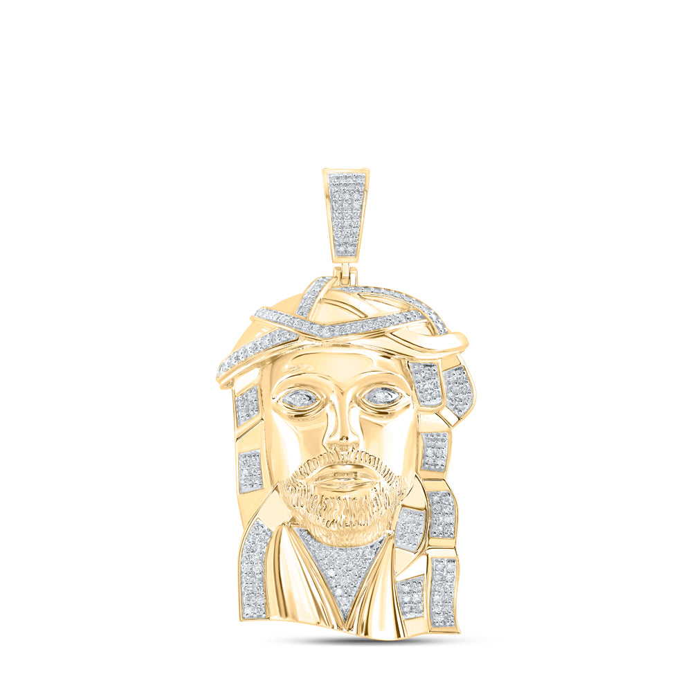 10Kt Yellow Gold 4 7/8Ctw-Dia Nk Jesus Face Mens Charm (44.83 grams)