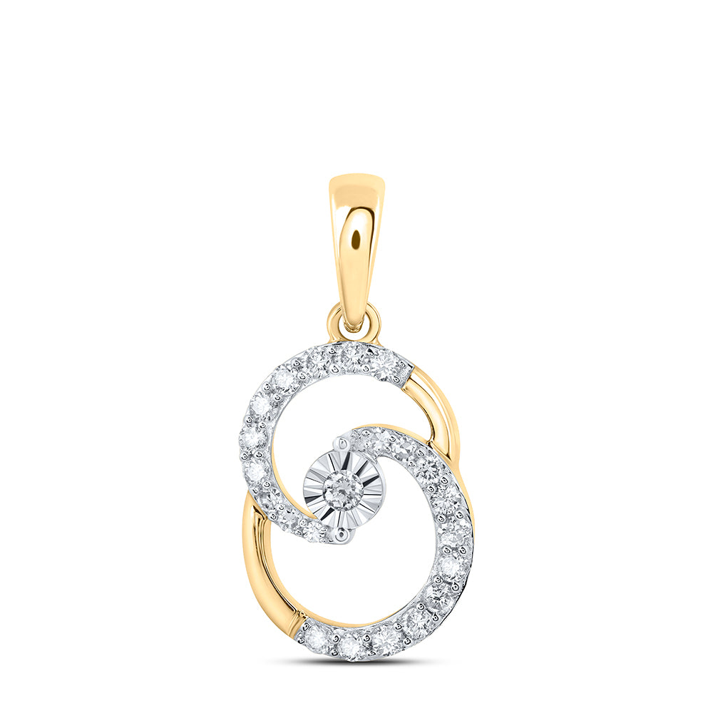 Gold Fashion Pendant 1/4 Cttw Round Natural Diamond Womens (1.86 grams)