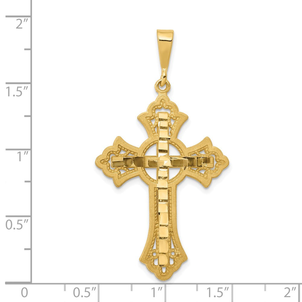 14k Yellow Gold 25 mm Diamond-cut Celtic Cross Pendant (2.29 grams)
