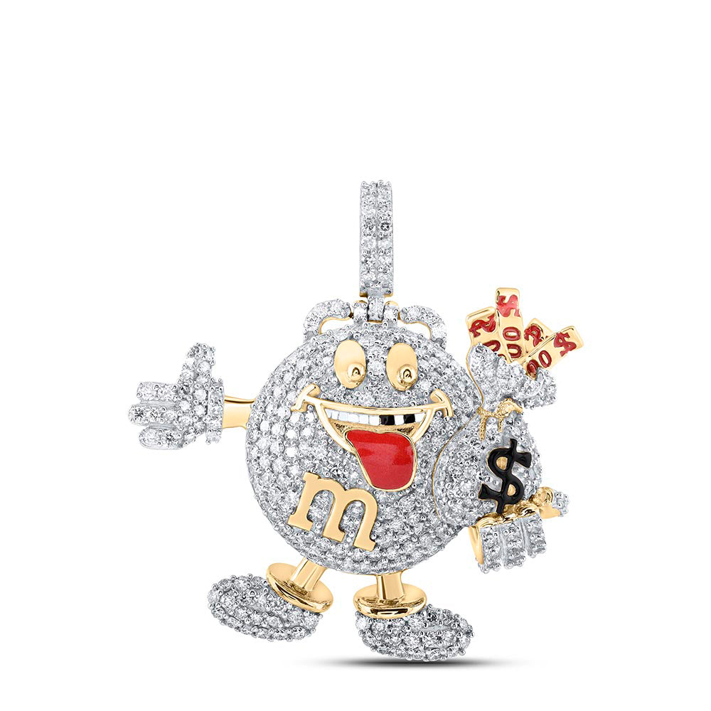 10Kt Yellow Gold 2 7/8 Ctw-Dia Nk Money Bag Mens Charm (11.6 grams)