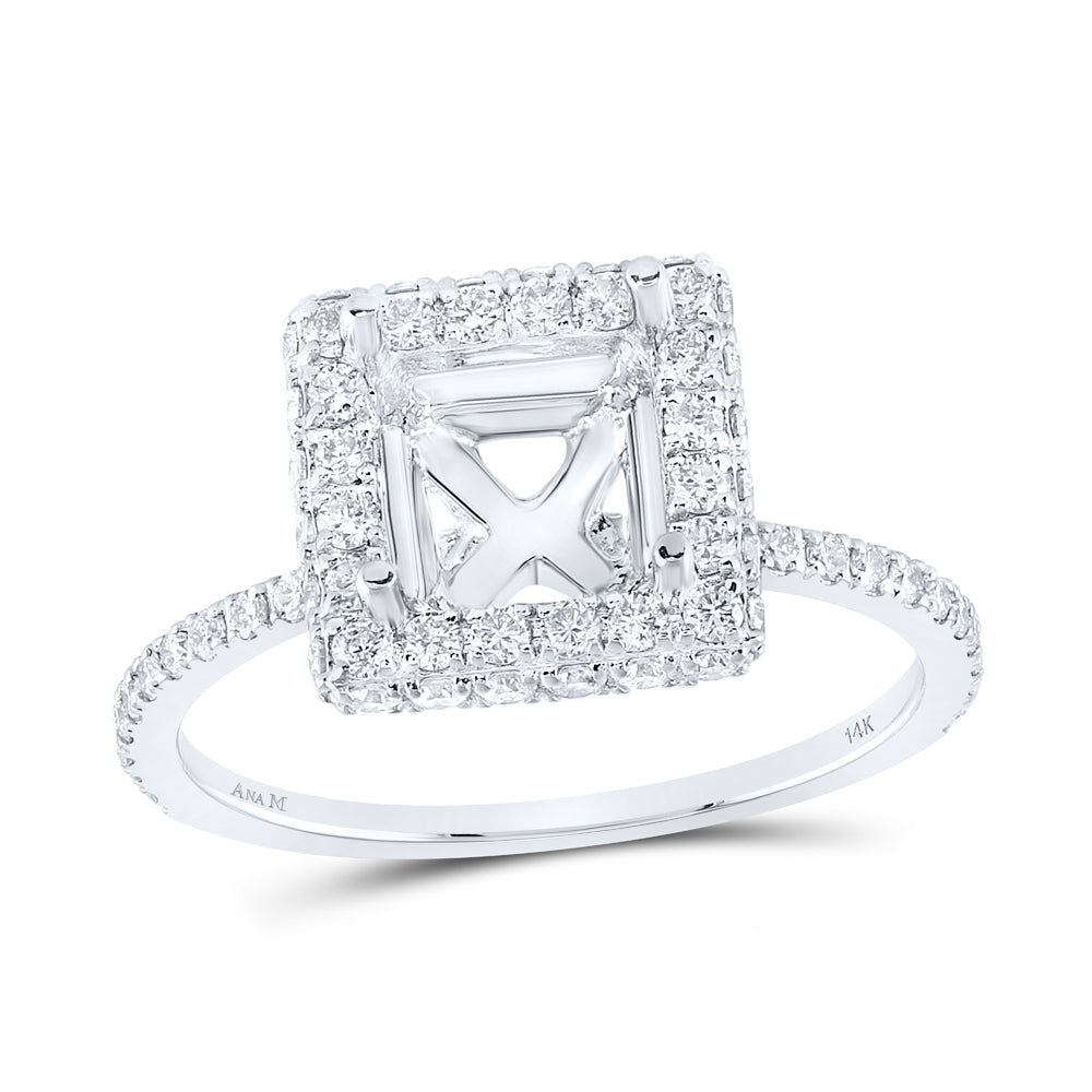 3/4Ctw-Dia Ana M 1 1/2Ct-Cpr Semi-Mount Single Halo Ring (2.63 grams)