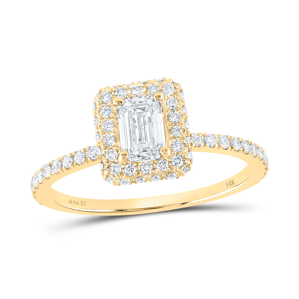 14Kt Yellow Gold 7/8Ctw-Dia Ana M 1/2Ct-Ceme Single Halo Engagement Ring (1.97 grams)