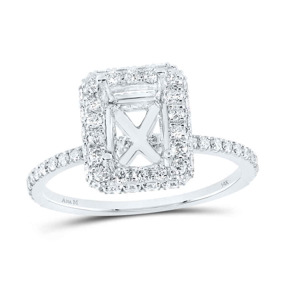 3/4Ctw-Dia Ana M 1 1/2Ct-Ceme Semi-Mount Single Halo Eng Ring (5.22 grams)