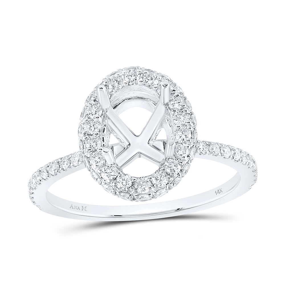 3/4Ctw-Dia Ana M 1 1/2Ct-Cov Semi-Mount Single Halo Eng Ring (4.89 grams)