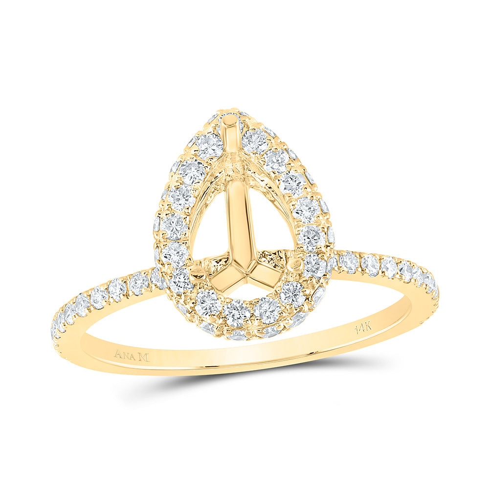 3/4Ctw-Dia Ana M 1 1/2Ct-Pear Semi-Mount Single Halo Eng Ring (2.37 grams)