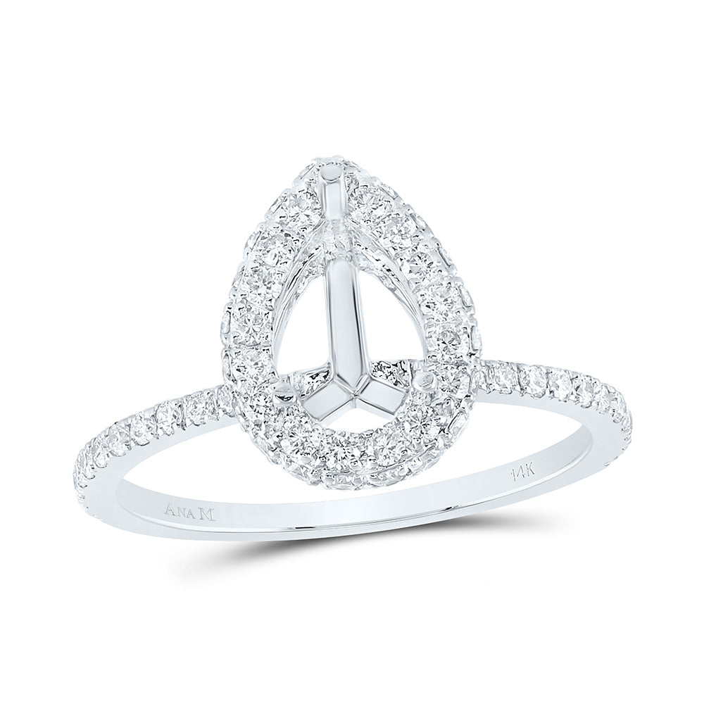 3/4Ctw-Dia Ana M 1 1/2Ct-Pear Semi-Mount Single Halo  Ring (2.37 grams)