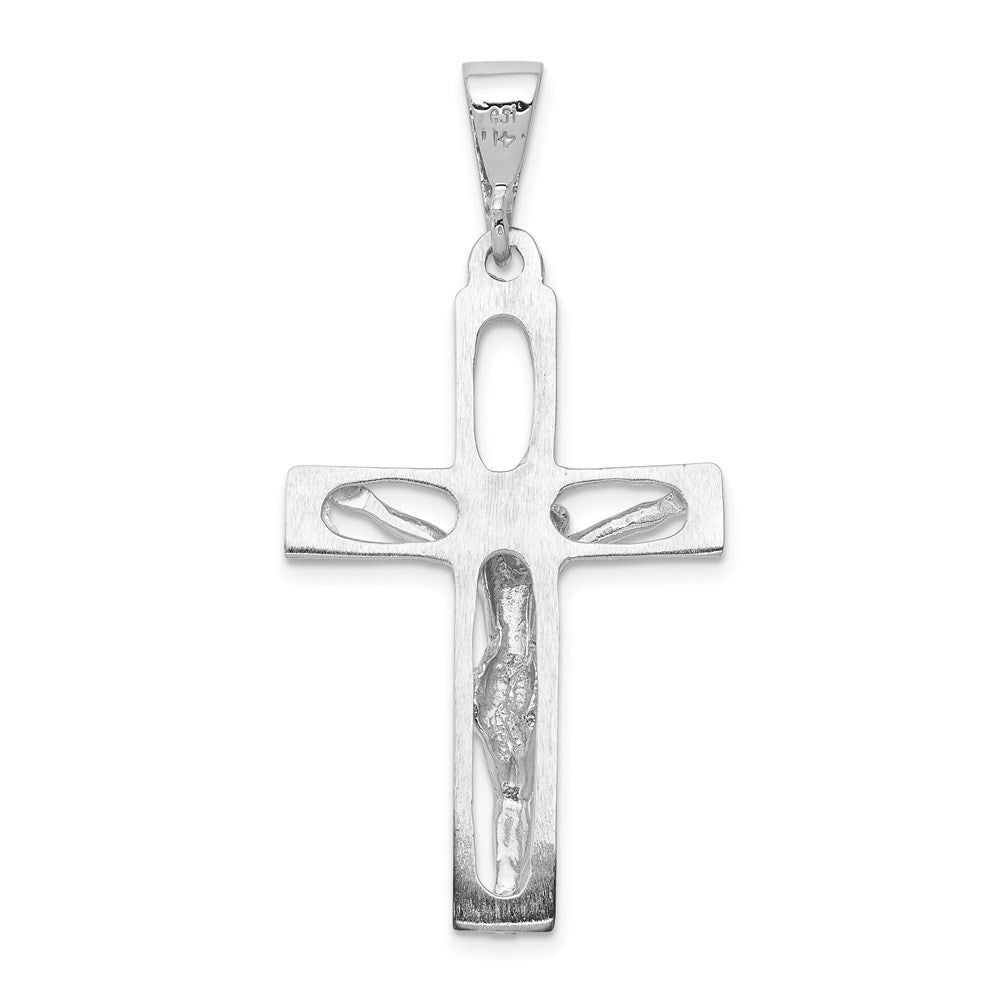 14k White Gold 25 mm Jesus Crucifix Pendant (3.2 grams)