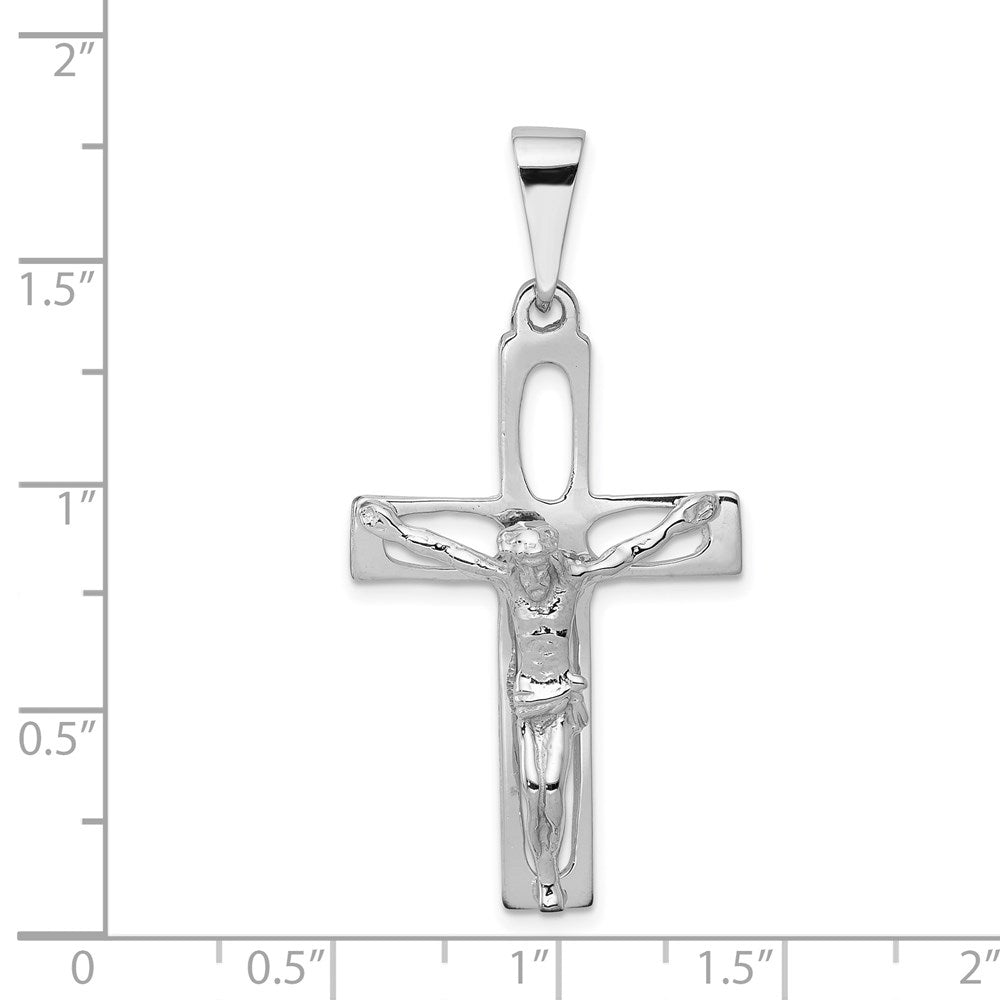 14k White Gold 25 mm Jesus Crucifix Pendant (3.2 grams)