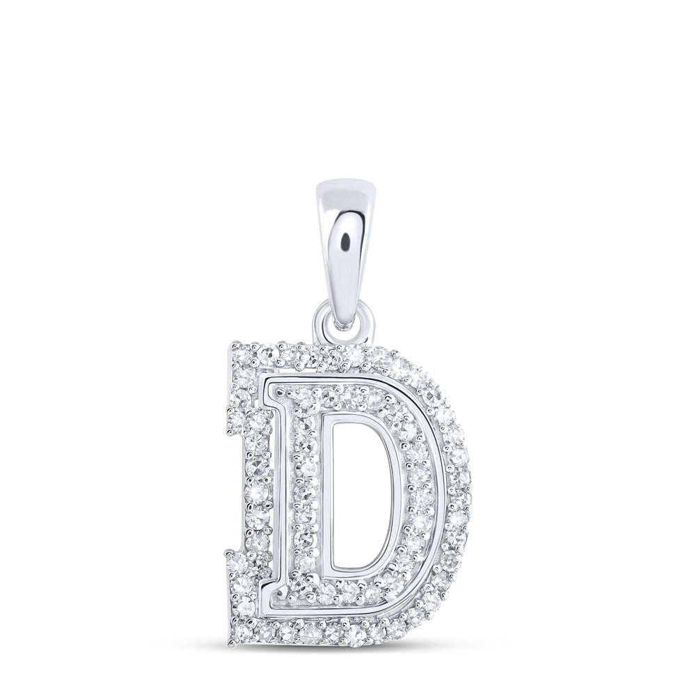 Gold D Initial Letter Pendant 1/5 Cttw Round Natural Diamond Womens (1.04 grams)