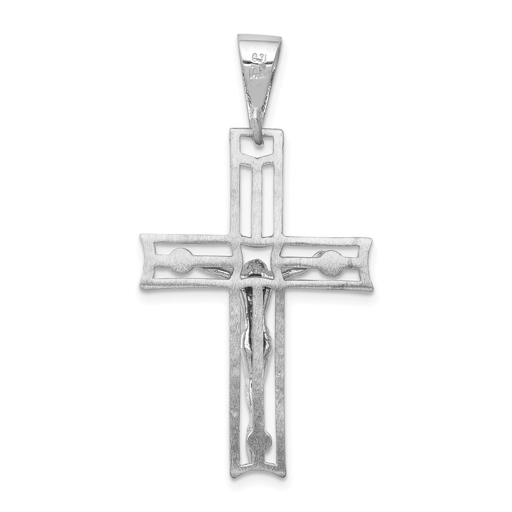 14k White Gold 24 mm Jesus Crucifix Pendant (3.24 grams)