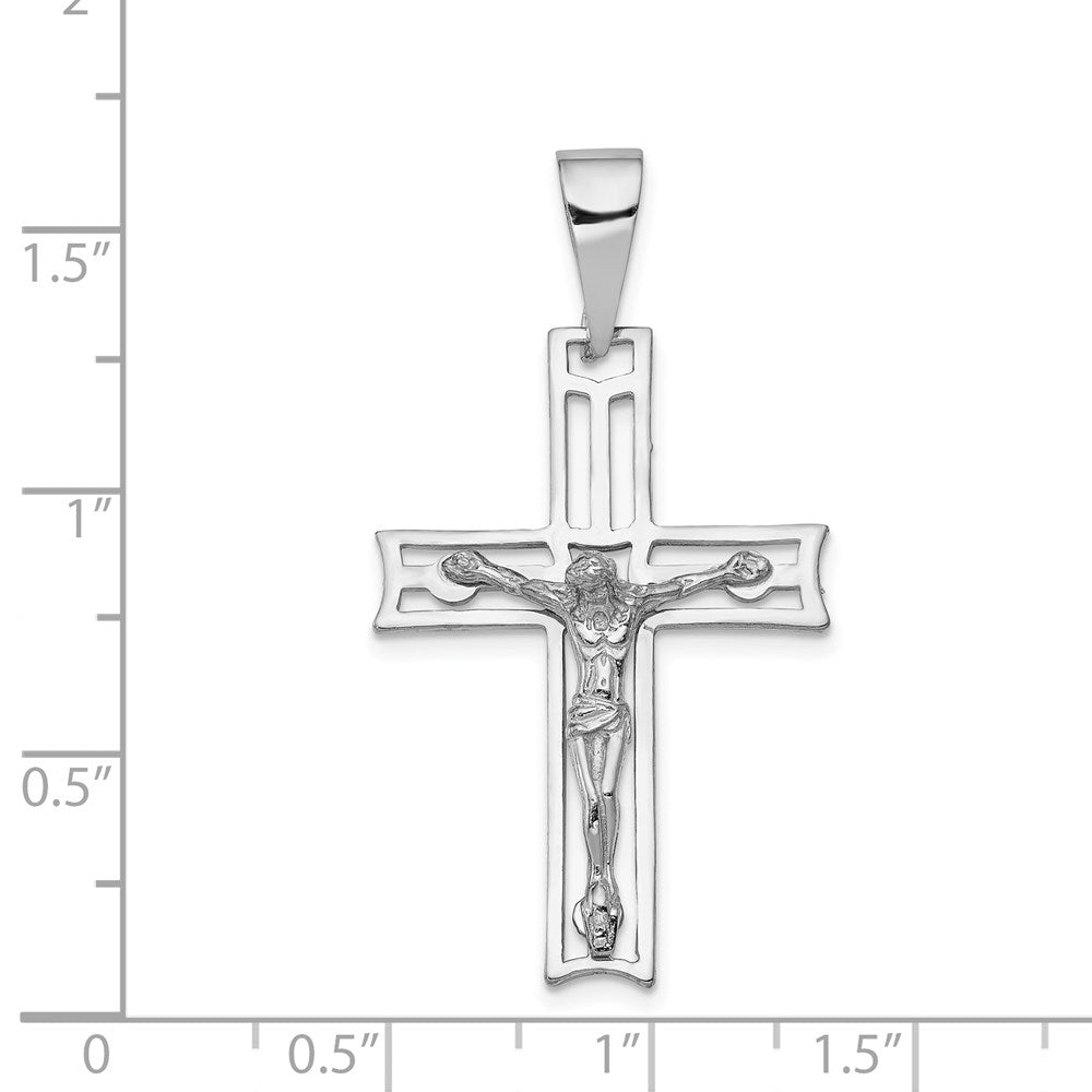 14k White Gold 24 mm Jesus Crucifix Pendant (3.24 grams)