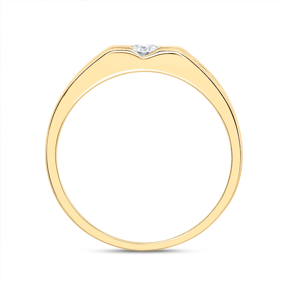 Gold Solitaire Band Ring 1/2 Cttw Round Natural Diamond Mens (4.22 grams)