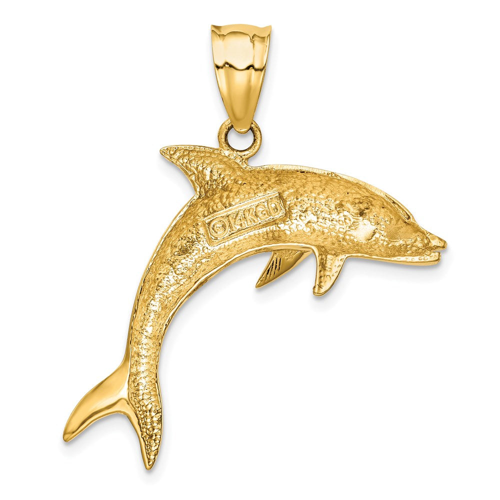 14k Yellow Gold 30 mm Dolphin Pendant (3.59 grams)