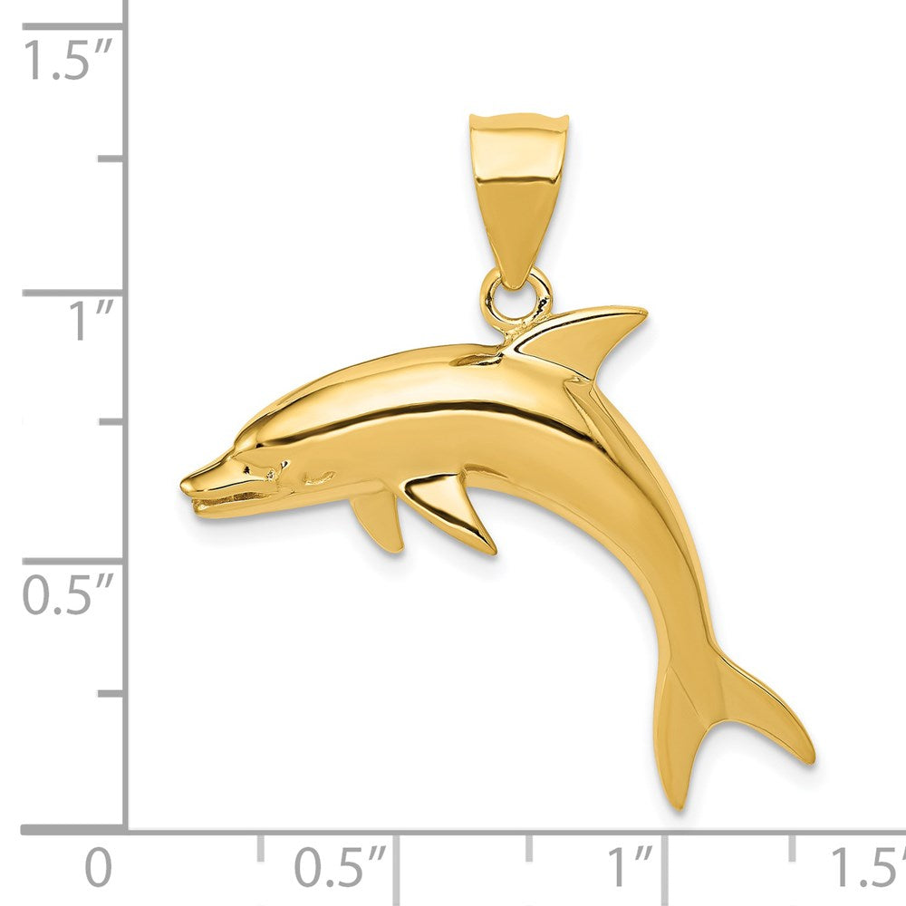 14k Yellow Gold 30 mm Dolphin Pendant (3.59 grams)