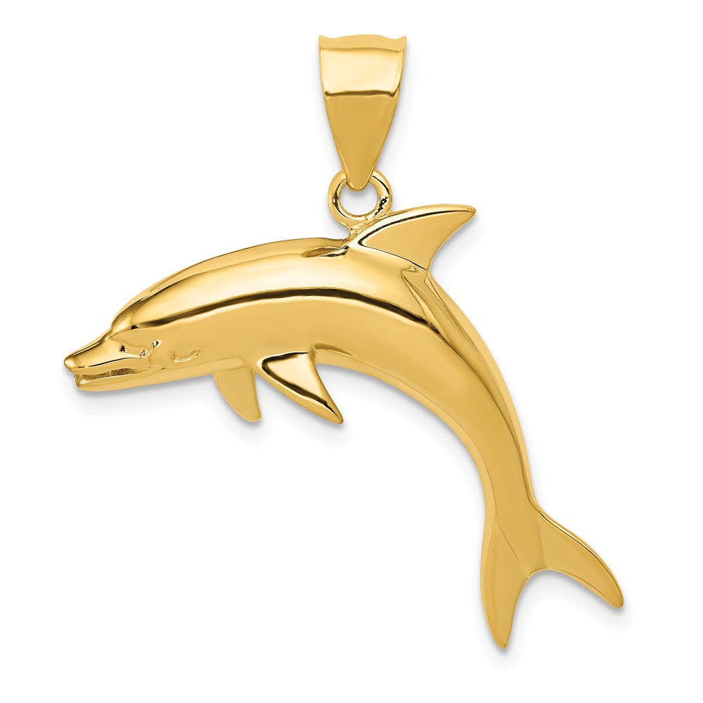14k Yellow Gold 30 mm Dolphin Pendant