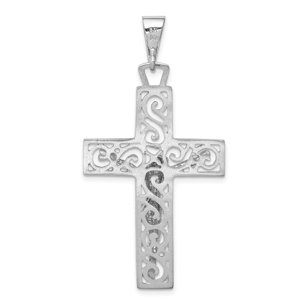 14k White Gold 28 mm Jesus Crucifix Pendant (4.9 grams)