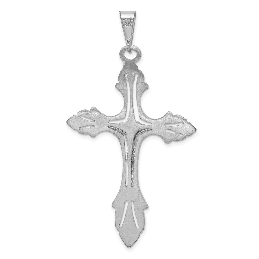 14k White Gold 31 mm Jesus Crucifix Pendant (5.76 grams)