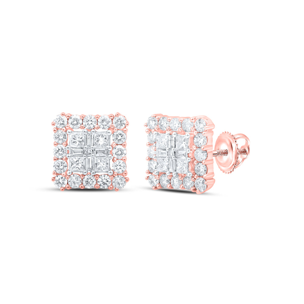 10Kt Rose Gold 1 1/3Ctw-Dia Nk Fashion Square Earring (2.46 grams)