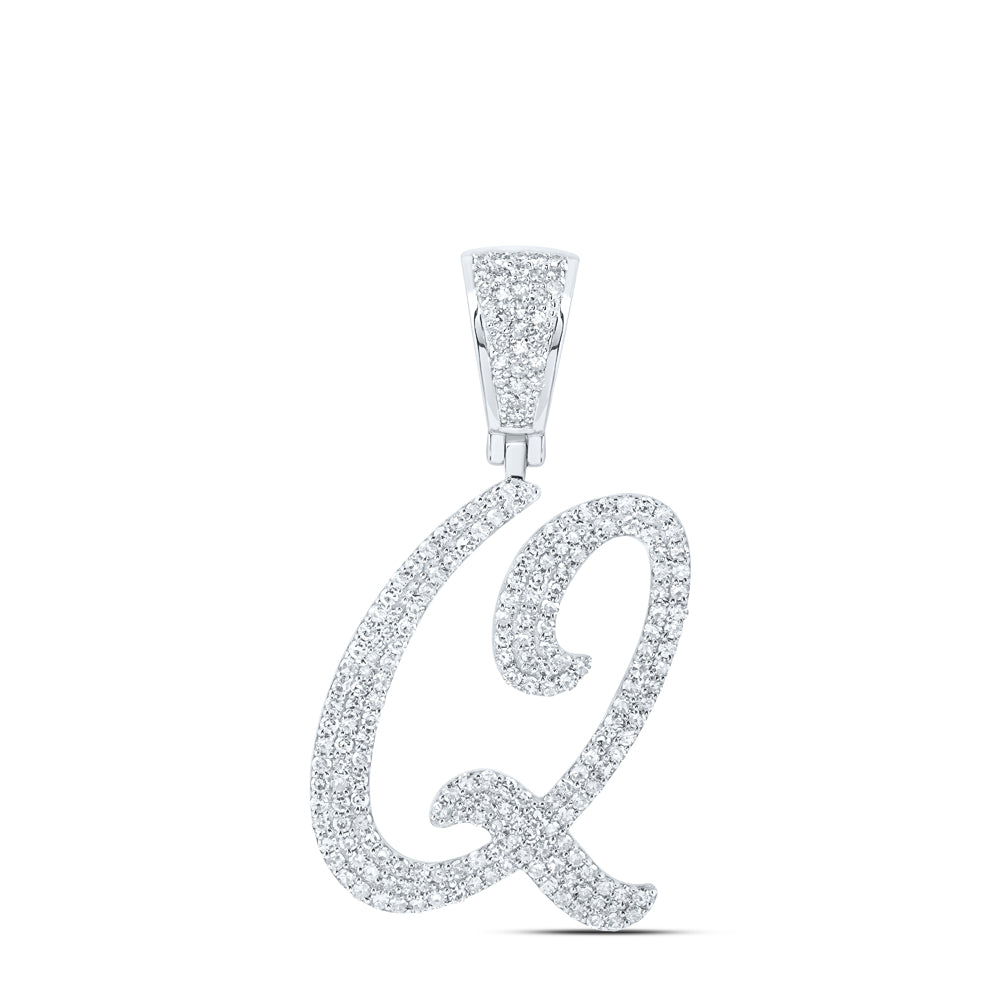 10Kt White Gold 1 Ctw-Dia Nk Initial Q" Pendant" (3.56 grams)