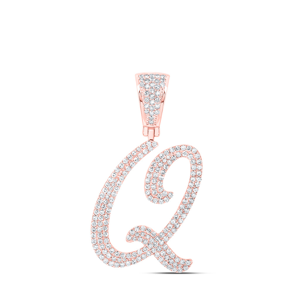 10Kt Rose Gold 1 Ctw-Dia Nk Initial Q" Pendant" (3.56 grams)