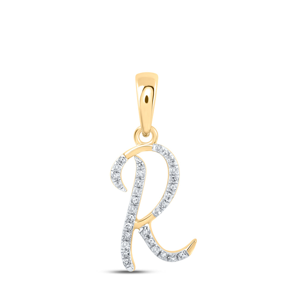 1/10Ctw-Dia P1P2 Gift Initial "R" Pendant (0.64 grams)