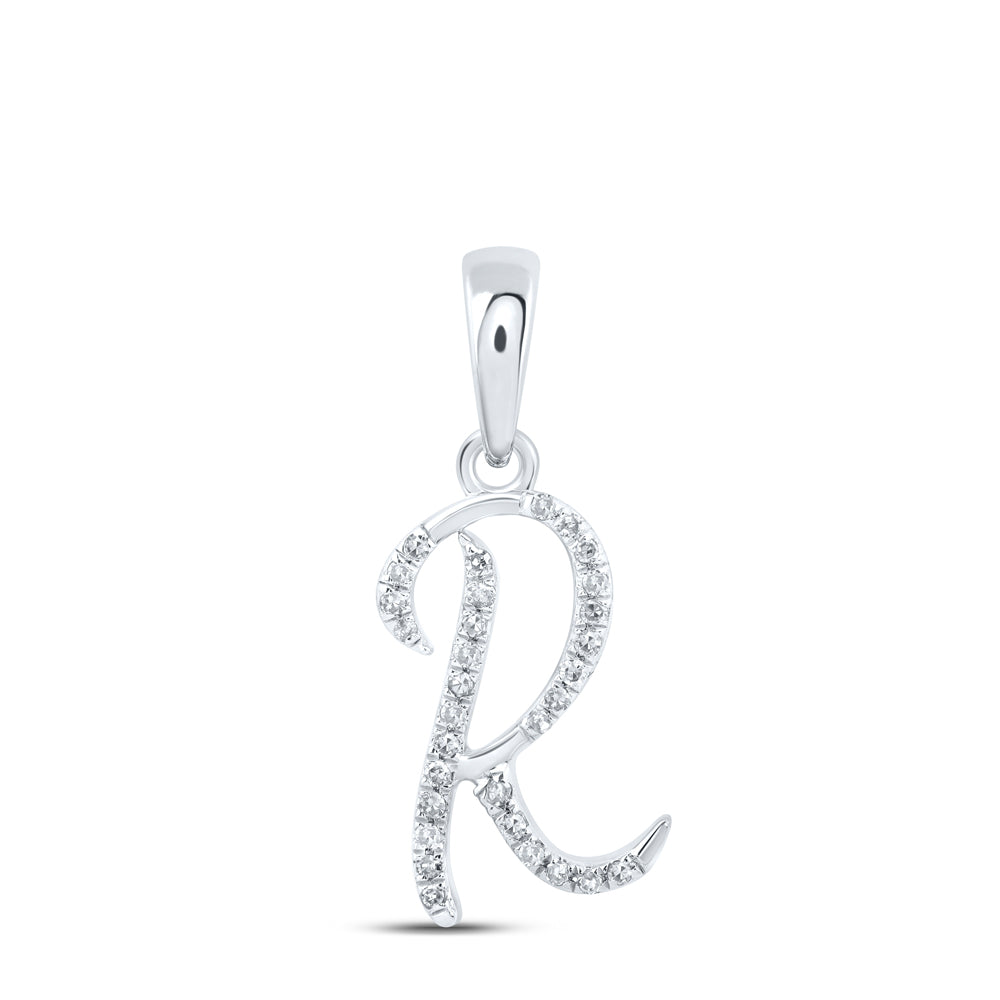 1/10Ctw-Dia P1P2 Gift Initial "R" Pendant (0.64 grams)