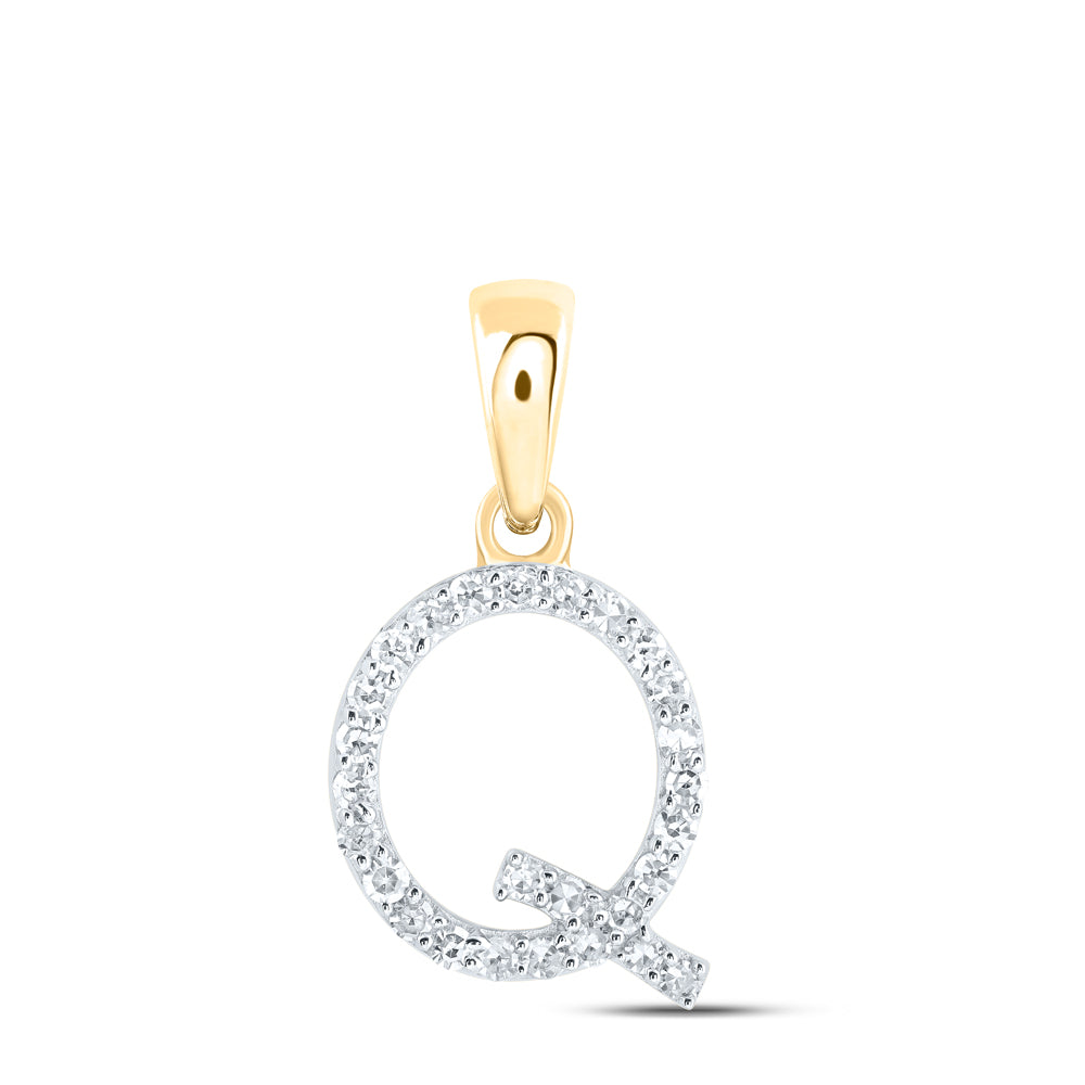 10Kt Yellow Gold 1/8Ctw-Dia Nk Initial Q" Pendant" (0.63 grams)