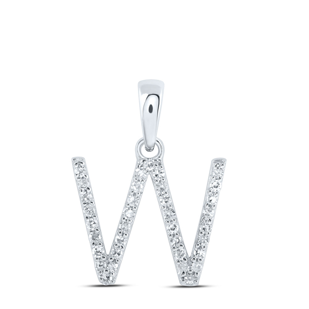 1/8Ctw-Dia Nk Initial "W" Pendant (0.81 grams)
