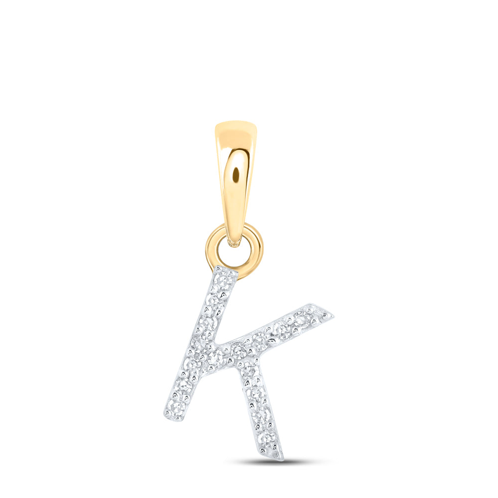 Gold K Initial Letter Pendant .03 Cttw Round Natural Diamond Womens (0.32 grams)