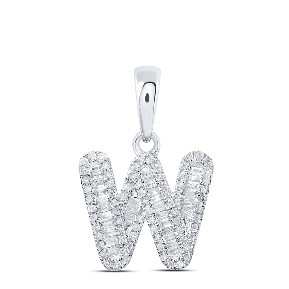 3/8Ctw-Dia P1P2 Initial "W" Pendant (1.24 grams)