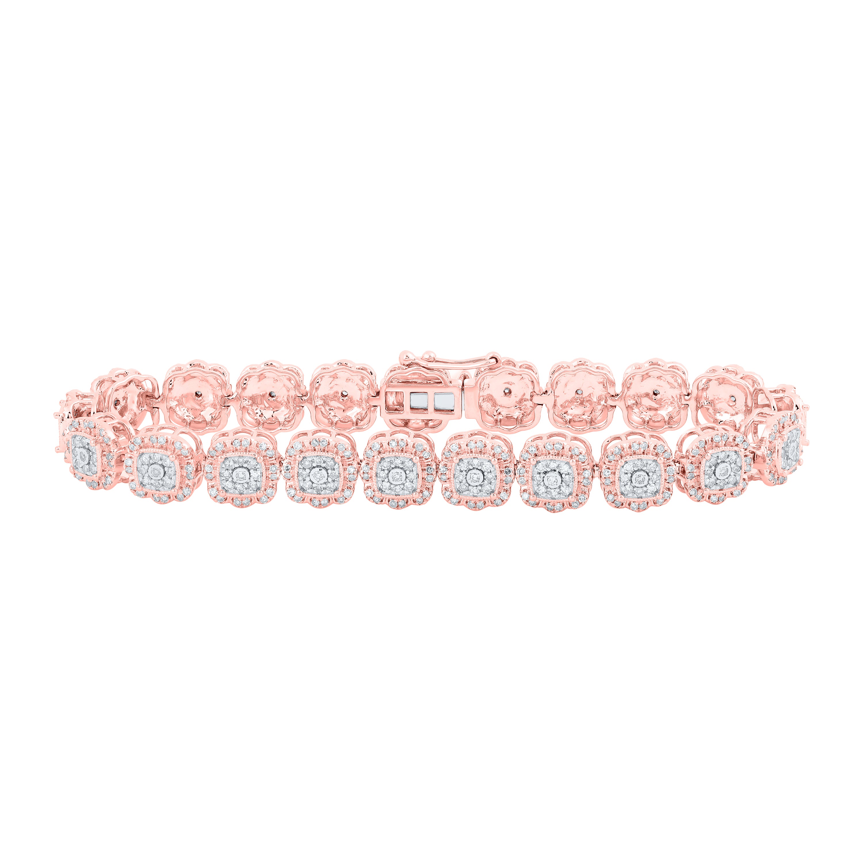 10Kt Rose Gold 2 3/8Ctw-Dia Nk Ladies Bracelet(7 Inch) (11.29 grams)