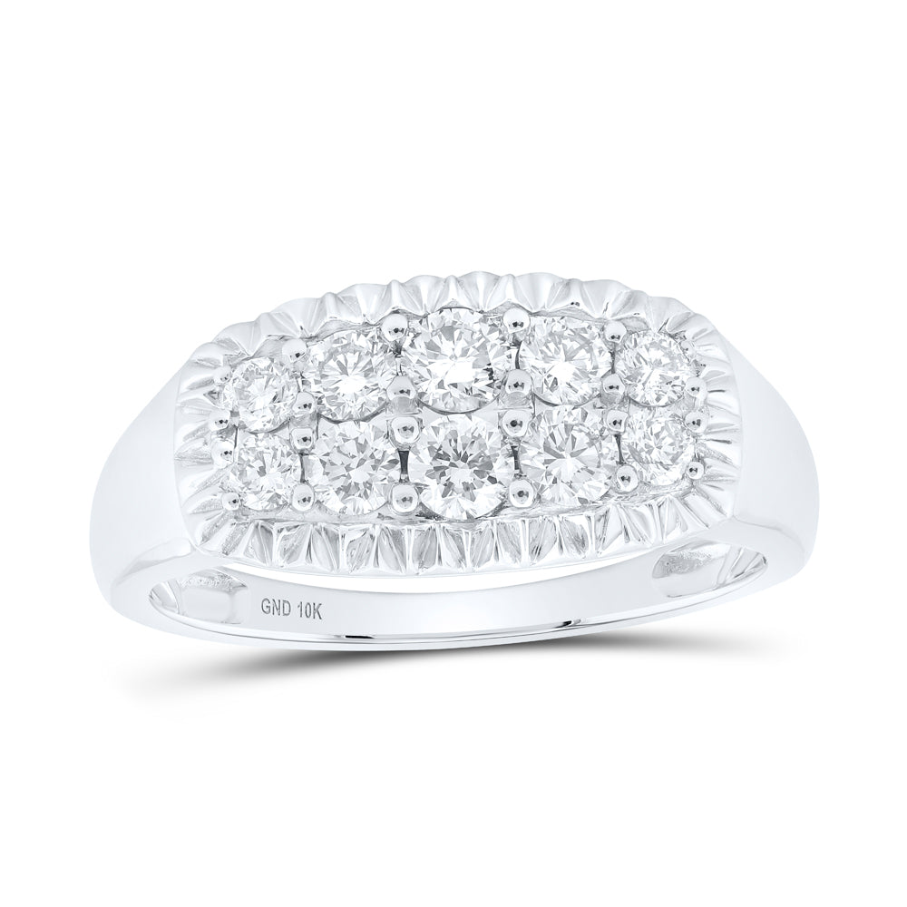 10Kt White Gold 1Ctw-Dia Nk Mens Ring (4.93 grams)