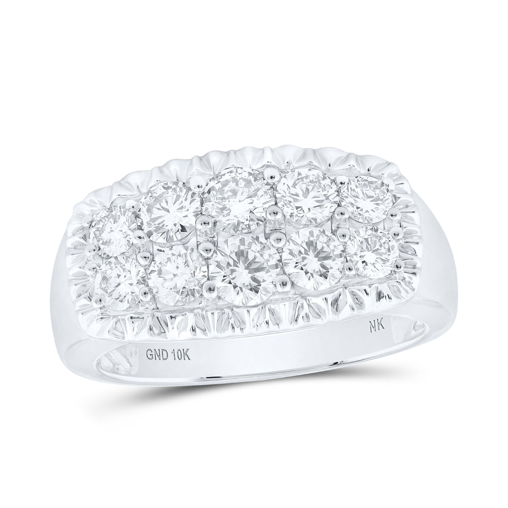 10Kt White Gold 2Ctw-Dia Nk Mens Ring (7.06 grams)