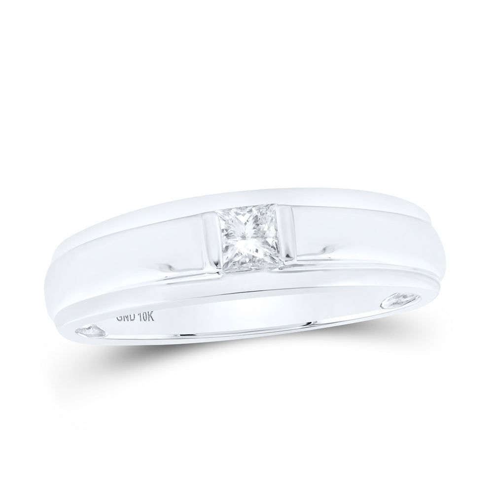 10Kt White Gold 1/3Ctw-Dia Nk Mens Ring Certified