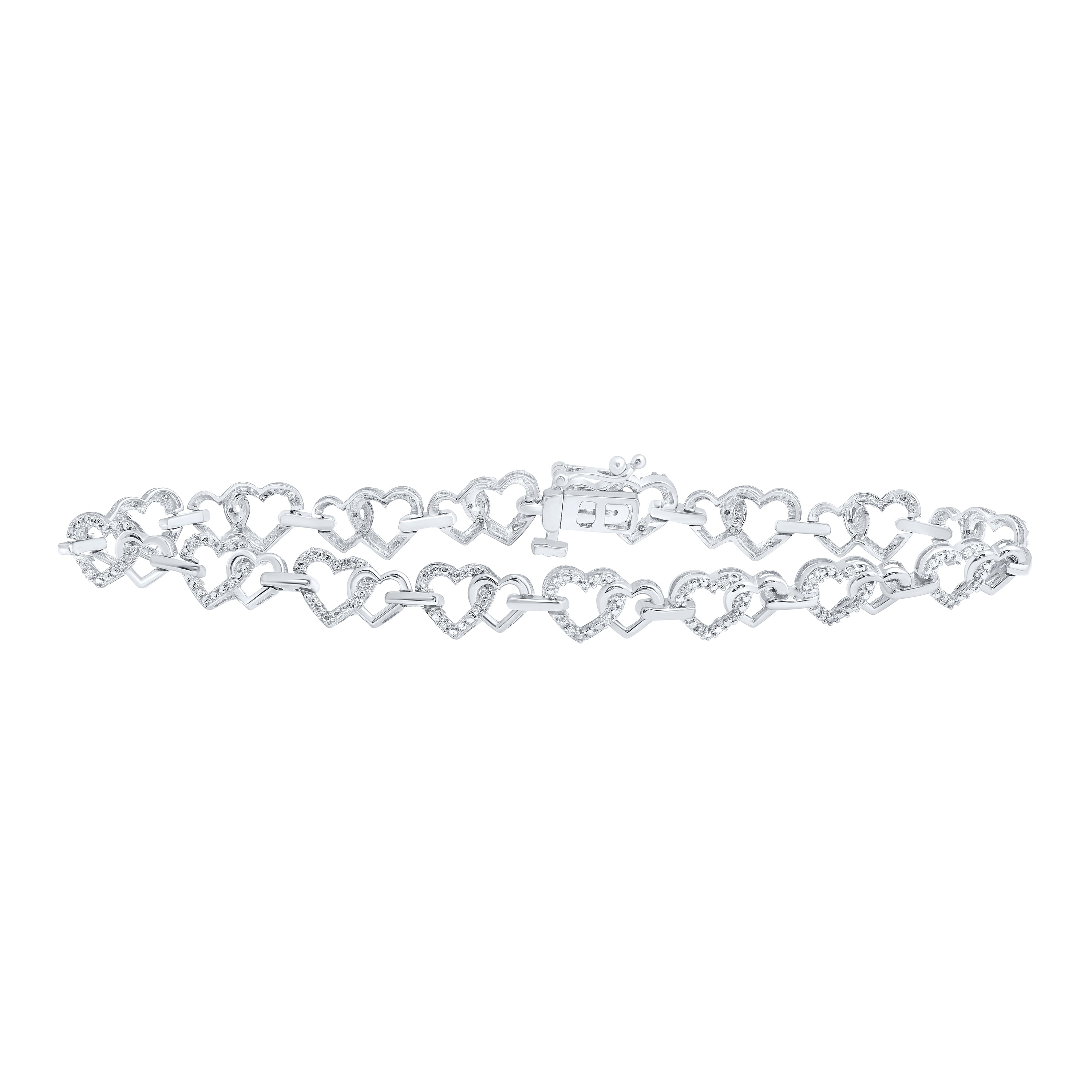 1/4Ctw-Dia P2 (7.60Mm) Heart Bracelet (7.25 Inch) (7.88 grams)