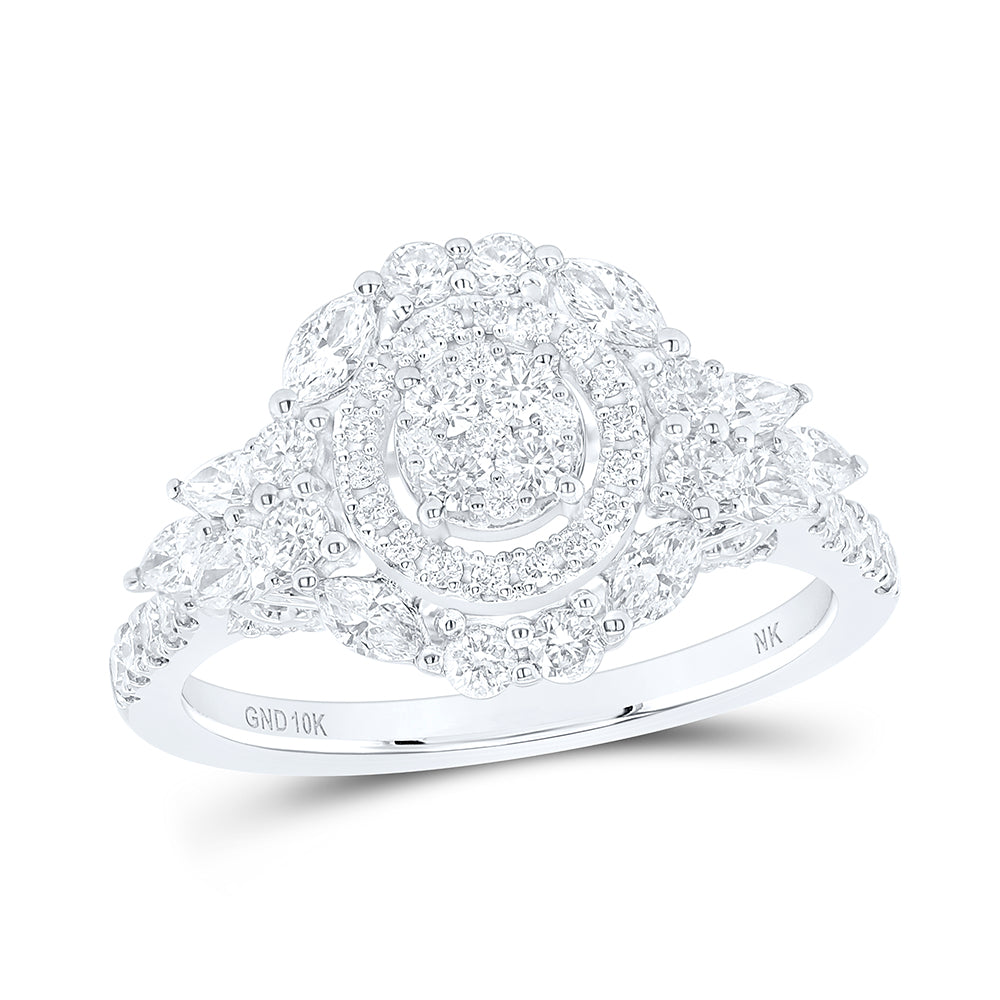 10Kt White Gold 1Ctw-Dia Ana M Fashion Ring (4.29 grams)