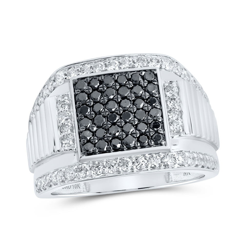 10Kt White Gold 1 5/8Ctw-Dia Nk Mens Ring (10 grams)
