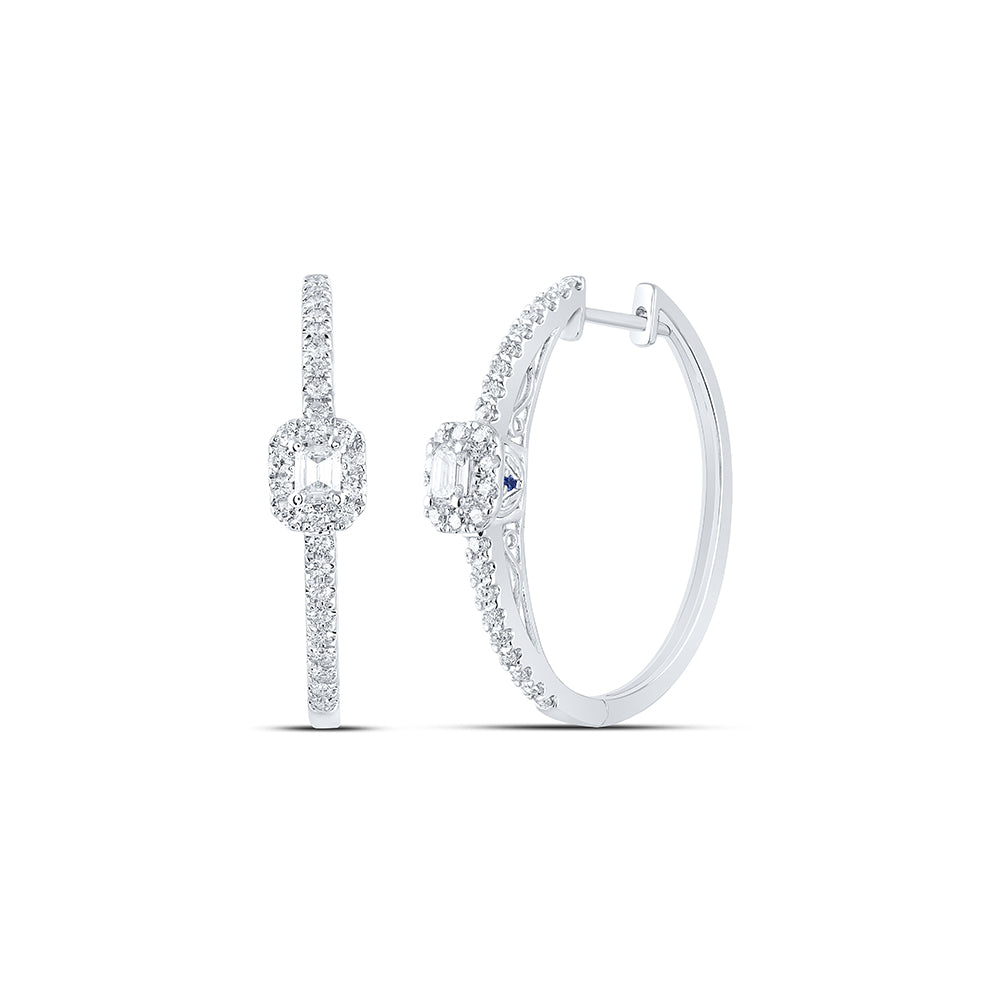 14Kt White Gold 1Ctw-Dia Ana M Hoops Earring (5.38 grams)