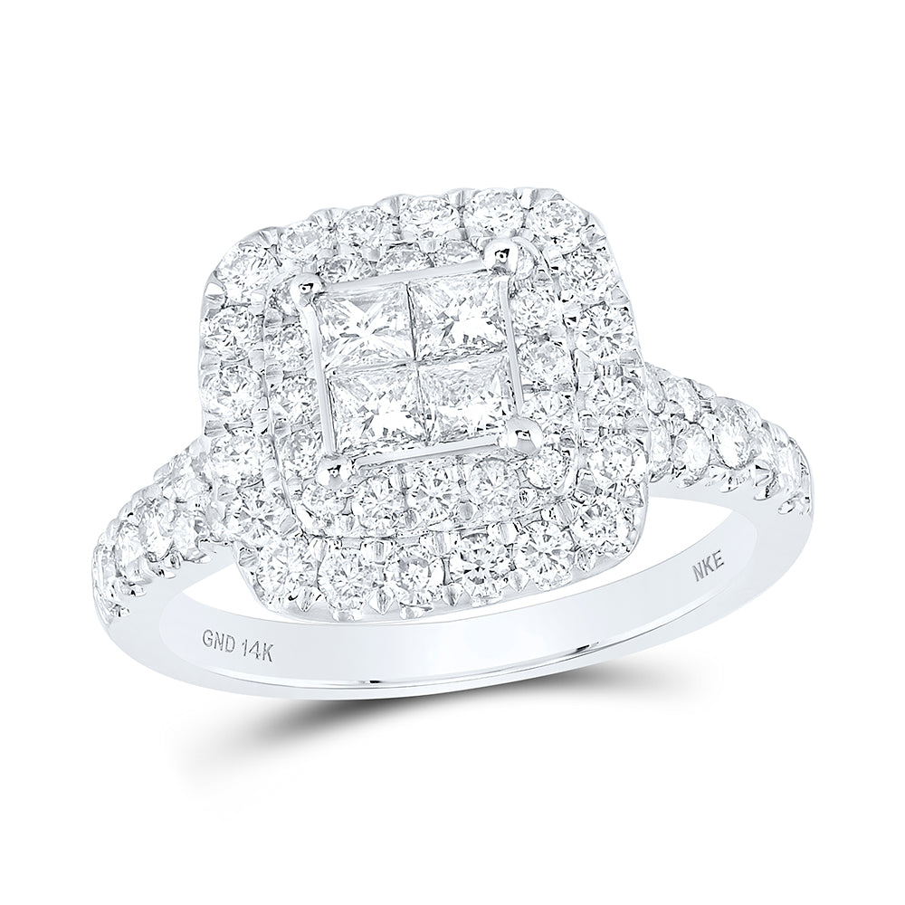 14Kt White Gold 1 1/2Ctw-Dia Nke Ring (5.04 grams)
