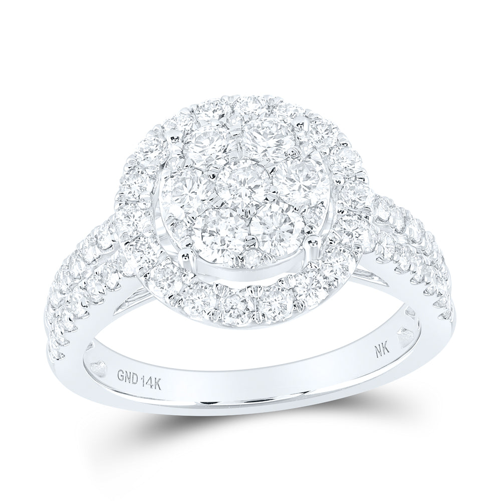 14Kt White Gold 1 1/2 Ctw-Dia Nke Ring (4.63 grams)