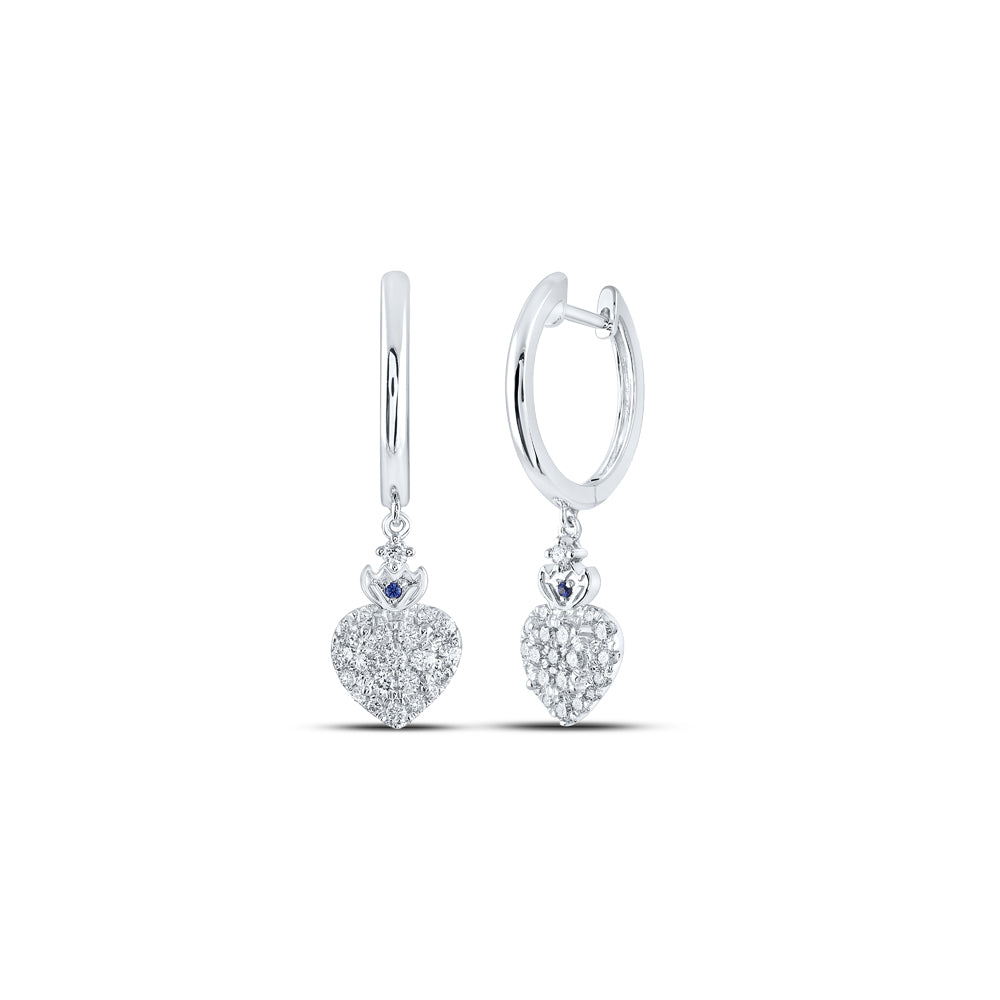 14Kt White Gold 1/2Ctw-Dia Ana M Fashion Heart Dangling Earring (5.6 grams)